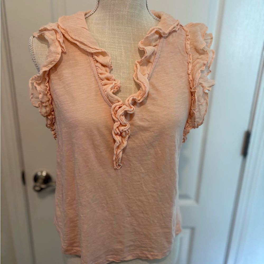 Anthropologie Chic Ruffled Peach Blouse